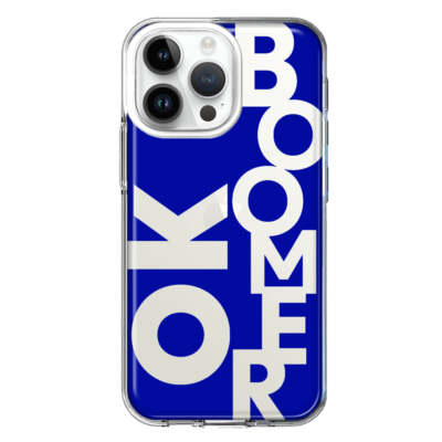 Case for Apple iPhone 15 Pro Max Blue Clear Funny Ok Boomer
