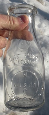 HISCO - Maine One Pint Embossed Milk Bottle Maine Seal I