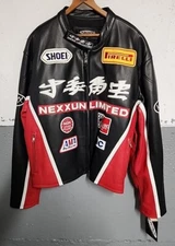 Nexx Unlimited Black & Red Leather Motorcycle Jacket NEW Y2K Vintage Size L CL06