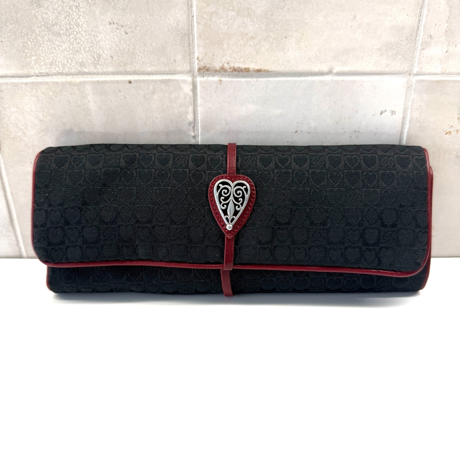 Brighton Black Heart Logo Travel Jewelry Roll-Up Organizer Pouch