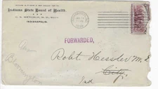 1894-POSTAL HISTORY COVER-INDIANA STATE BOARD OF HEALTH-INDIANAPOLIS, IND.
