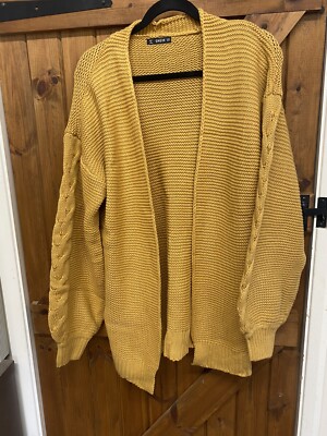 Brandneu ohne Etikett - Shein gelber Grobstrick Cardigan vorne offen - Small (Artikel 256)