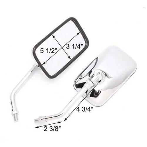 Espejos retrovisores cromados rectangulares para motocicleta 10 mm aptos para Kawasaki Vulcan VN 500 800 900 1600 Foto 4 de 4