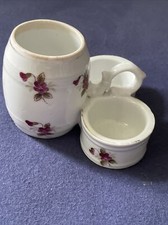 Porzellan Menagerie Gew&uuml;rzset Salz Pfeffer Senf 19oo/20er Blumen Design Antik