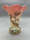 Fenton Vase Burmese Trillium Flowers Family & Artist Signed Connoisseur 229/1750