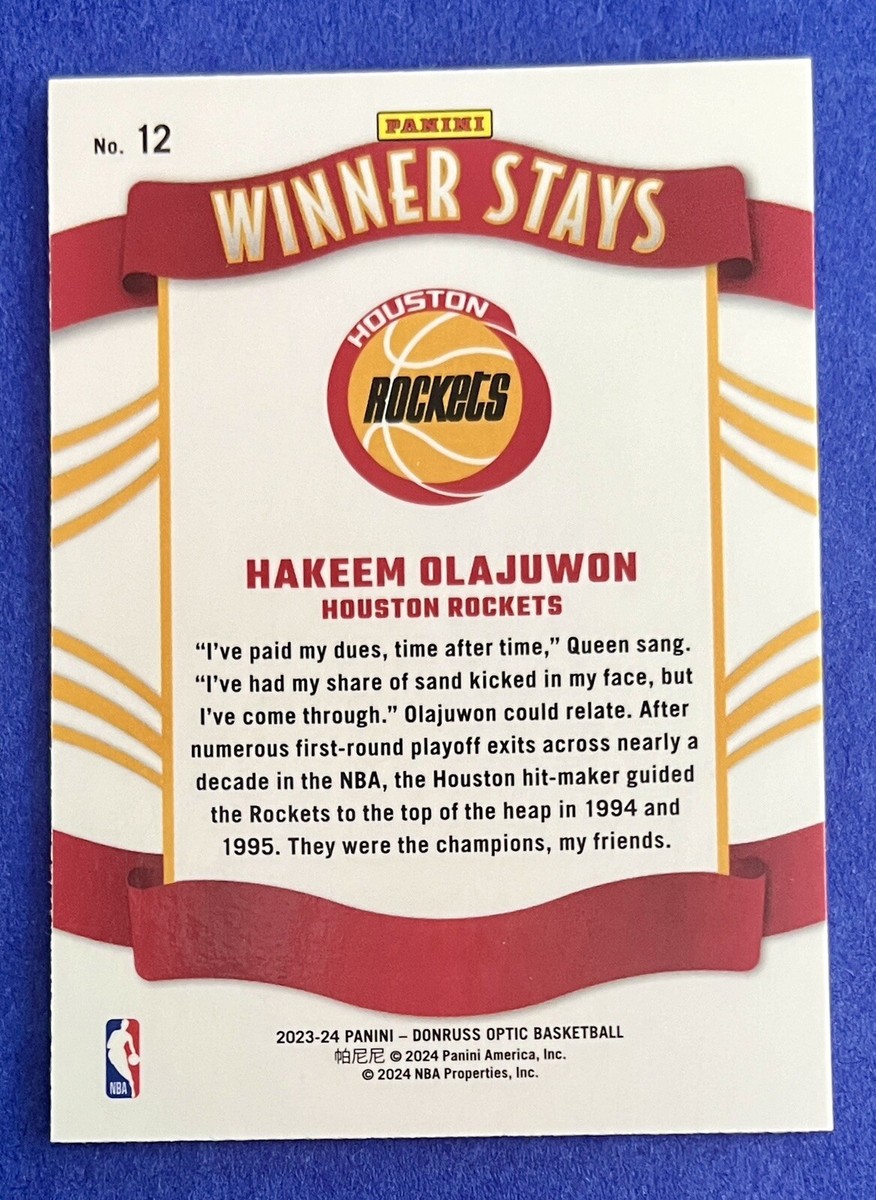 Hakeem Olajuwon 2023-24 Donruss Optic WINNER STAYS INSERT Card #12