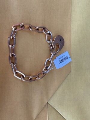 $125 NWT MICHAEL KORS Rose-Gold Padlock Bracelet MKJ4629791 | eBay