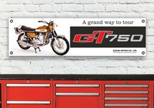 BR128B Suzuki GT750 Triple Gold Kettle Wasser B&uuml;ffel Werkstatt Banner Schild