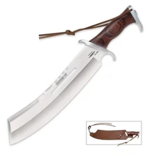 Hibben IV Combat Machete Knife 11.5" Stainless Steel Blade Wood/Stainless Handle