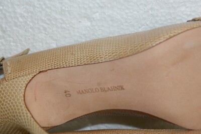 Escarpins Manolo Blahnik Konak En Peau Exotique Lézard - Taille 40, Beige - Neuf