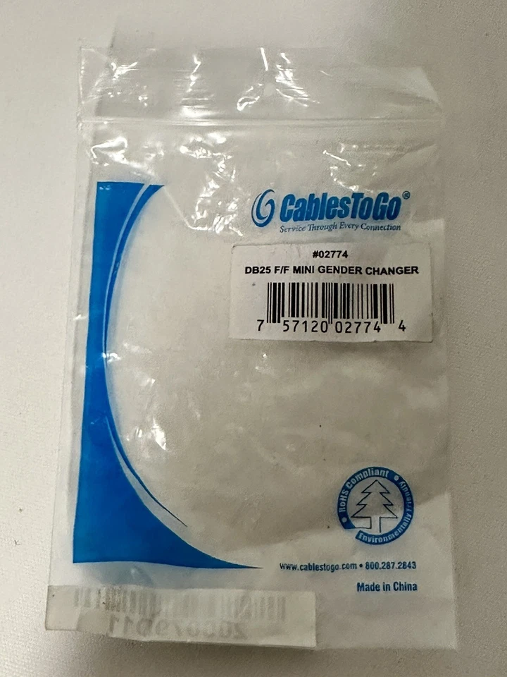 Pack of 5 CablesToGo DB25 25 Pin Mini Gender Changer F/F D-Sub Adapter Couplers - Image 2 of 4