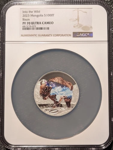 2023 Bison - Mongolia Into the Wild-NGC PF70 Ultra Cameo 2 OZ. 999 Fine Silver