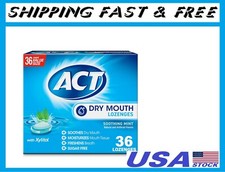 ACT Dry Mouth Lozenges With Xylitol, Soothing Mint Flavor, One Pack of 36 Count.
