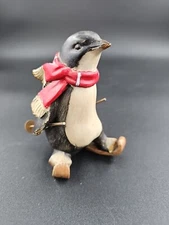 TII Collection Resin Penguin Figurine with Skis & Poles  Red Scarf