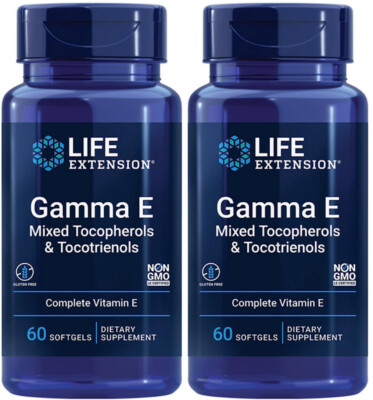 GAMMA E MIXED TOCOPHEROLS & TOCOTRIENOLS  2 BOTTLES 120 Sgels LIFE EXTENSION