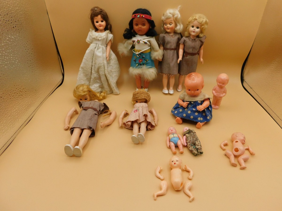 Lot 1960s Vintage Hard Plastic Dolls Tiny Irwin Best Strung Sleep