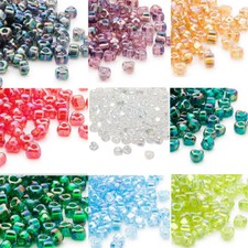 100 Miyuki Glass Triangle Seed Beads 5/0 Transparent Iris Colors 4 x 3 MM