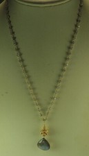 Iridescent Labradorite Teardrop Chain Necklace Sterling Silver Vermeil Handmade