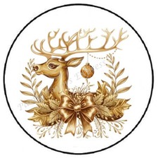 GOLD REINDEER CHRISTMAS ENVELOPE SEALS LABELS STICKERS PARTY FAVORS