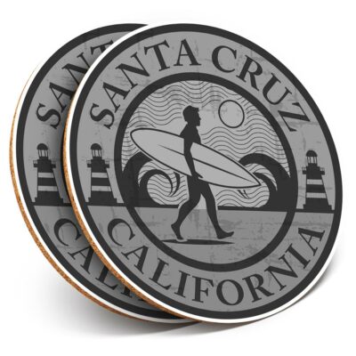 2 x Untersetzer BW - Santa Cruz California Surf Beach #40096