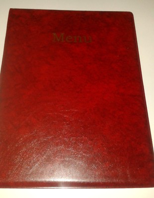 Menge 30 (Dreißig) A4 MENÜ HÜLLE/ORDNER IN ROT LEDER OPTIK PVC + zwei Doppeltaschen