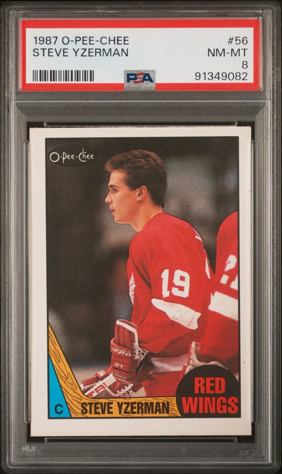 1987 O-Pee-Chee #56 STEVE YZERMAN HOF Red Wings  PSA 8 NM/MINT