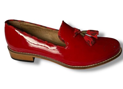 Girotti Womens Slip On Red Leather Loafers SZ 7.5 Luxury  display picture 1