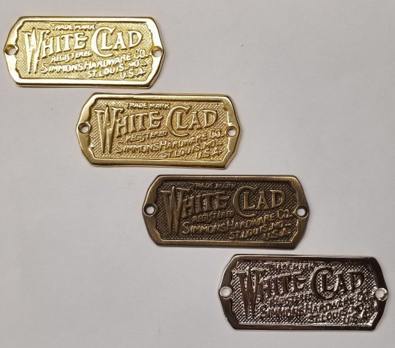 Antique Brass Cast White Clad Ice Box Name Plate nameplate