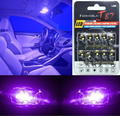 Canbus Error LED Light 168 Purple 12000K Ten Bulbs Interior Dome Replace Upgrade