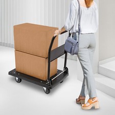 Platform Trolley, One-Hand Folding Trolley with Silent Wheels, Flat Moving Trolley Handw