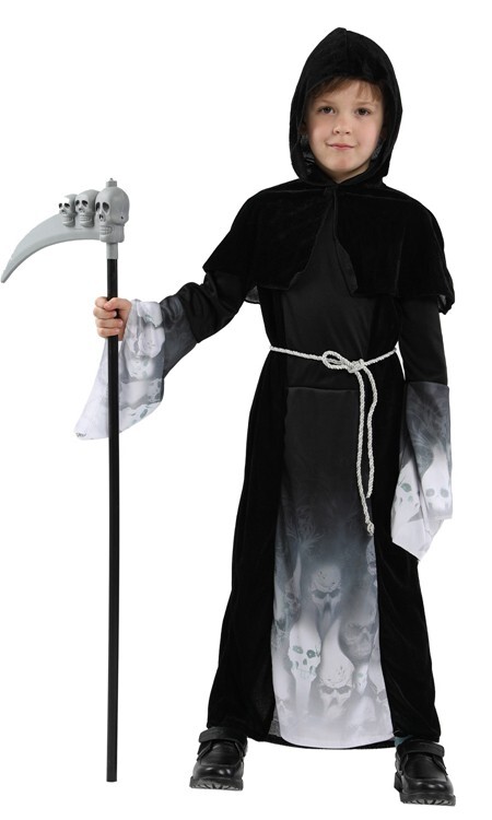 Niños Niños Parca Disfraz Halloween Vestido Elegante Conjunto Terror Truco o Trato