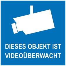 Schilderio® Hinweisaufkleber 1x Dieses Objekt ist videoüberwacht Blau 90 x 90 mm