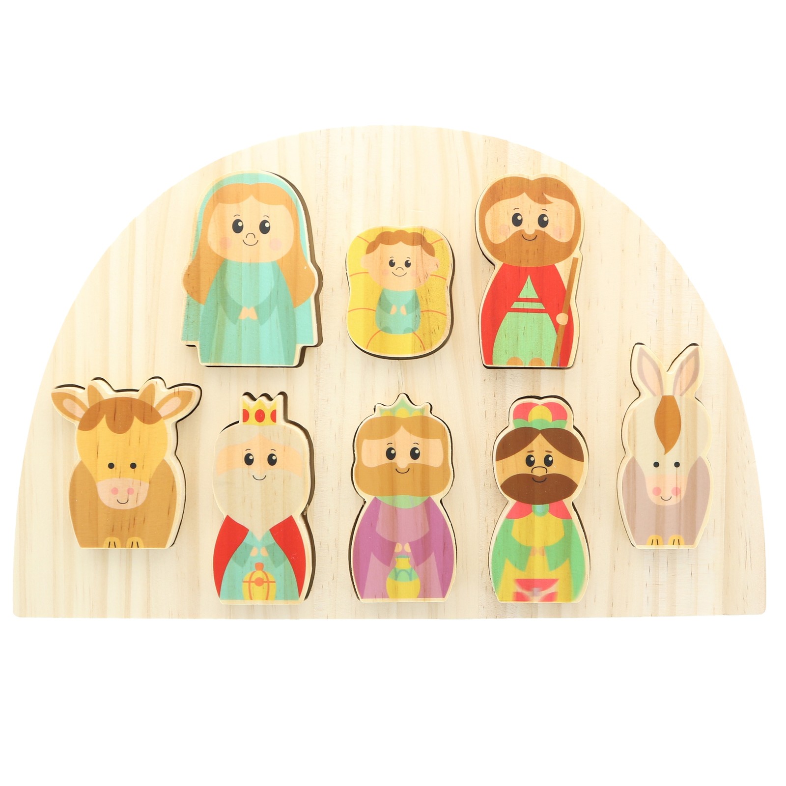 Crèche de Noël en bois sous forme de puzzle artisanal 11 pièces