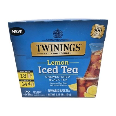 Twinings Lemon Flavored Black Iced Tea Bags - 72 Count Exp 04/22/2027