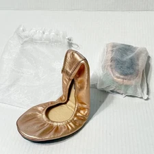 NEW The Storehouse Flats Foldable Leather Ballet Shoes Golden Rose Size 6