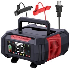 Car Battery Charger 15-Amp 12V/24V Smart Trickle Charger Fully Automatic Ba...