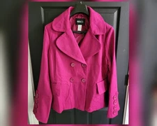 Vintage Y2K Metrostyle Wool Blend Double Breasted Blazer Jacket Pink Womens 14