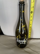 Lighted Wine Bottle, Dark Green With Family Design And On/off Cork
