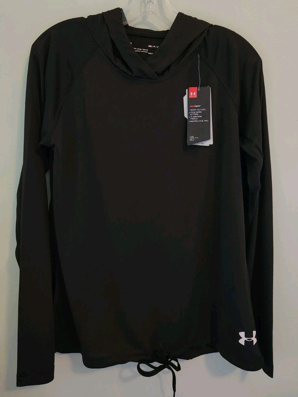 Under Armour Women's SMALL Velocity Twist Hoodie BLACK 1298715 Lightweight #JB25