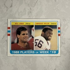 1989 Topps Neil Lomax Lawrence Taylor #J Players Of The Week 10 Box Bottom NFL
