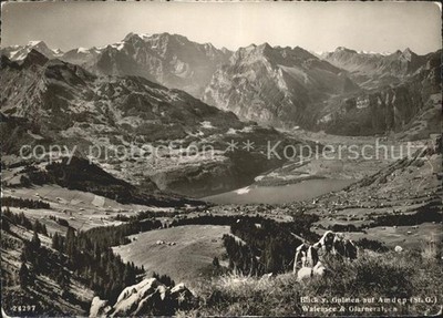 Amden Walensee SG panoramic view from Gulmen Walensee Glarus Alps