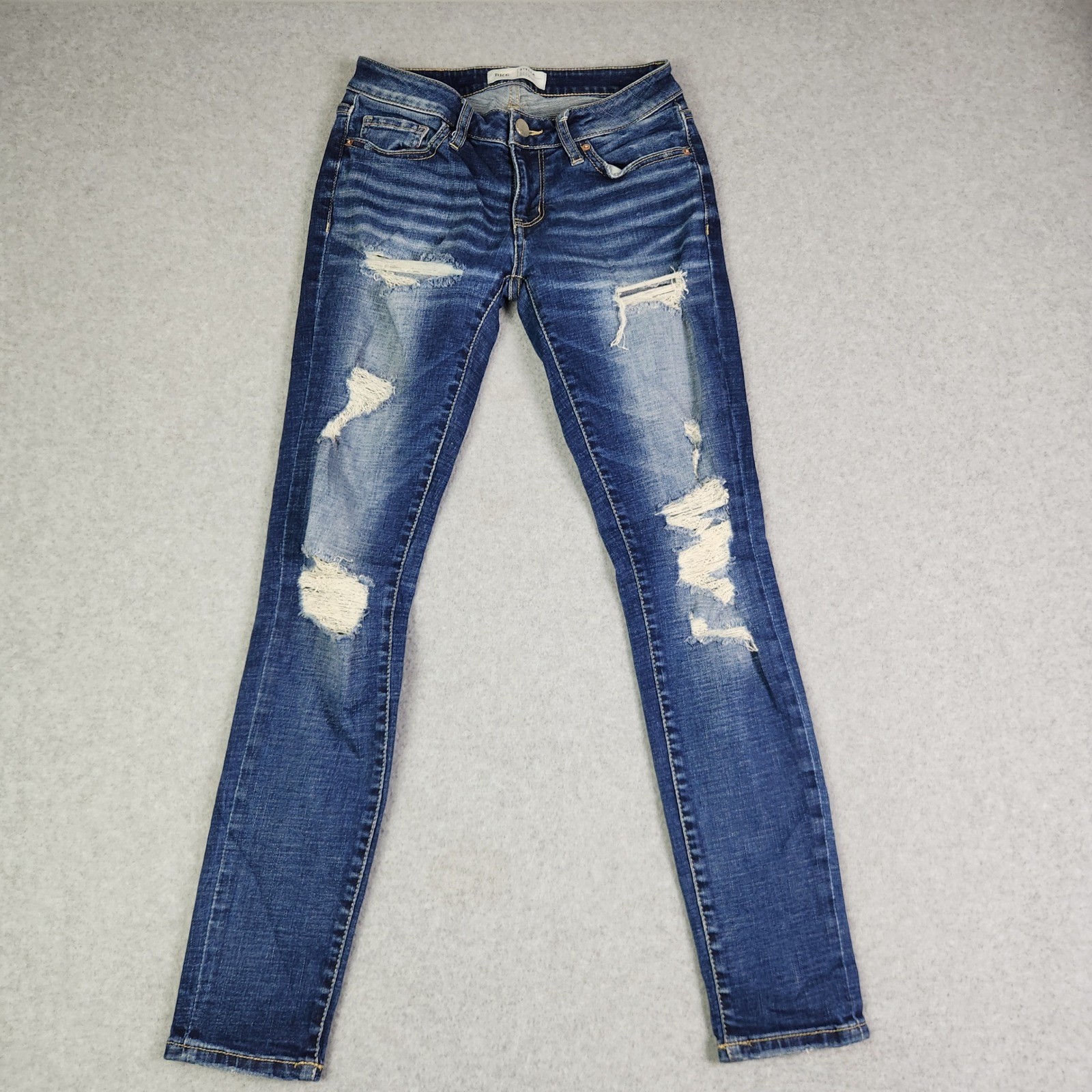 BKE Stella Jeans Womens 26 Blue Denim Slim Fit Low Rise Ankle Skinny Distressed