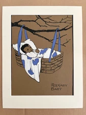 Antique Bess Bruce Cleaveland "Mother Goose" Poster w/Paper Collage in 11x14 Mat