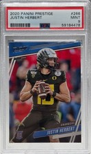 2020 Prestige~ JUSTIN HERBERT Rookie RC Football Card PSA 9 MINT. rookie card picture