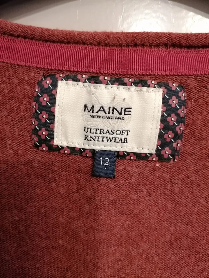 Maine New England Size 12 Burgundy Ultrasoft Knitwear 3/4 Sleeve Pullover Jumper - Image 2 of 4