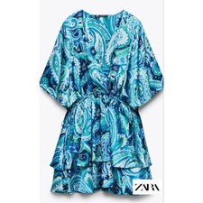 Zara blue paisley prints mini dress