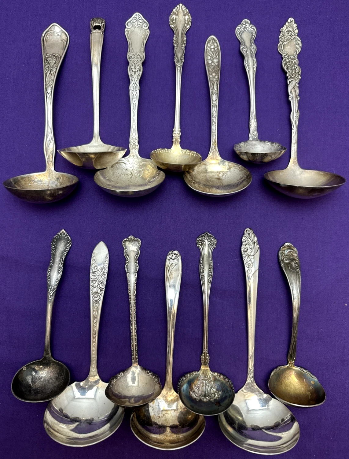 14 Pc Silverplated Antique to Vintage Mix SMALL & MEDIUM LADLES 5" - 7.25"