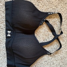 Under Armour Heat Gear high impact molded cup sports bra medium black cross back
