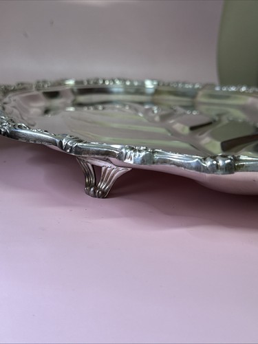 Countess International 17.25” Long silver plate meat carving platter. Footed ! - Picture 3 of 15