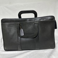 Vintage Coach Leather Slim Briefcase Laptop Bag Made In USA Distressed Black